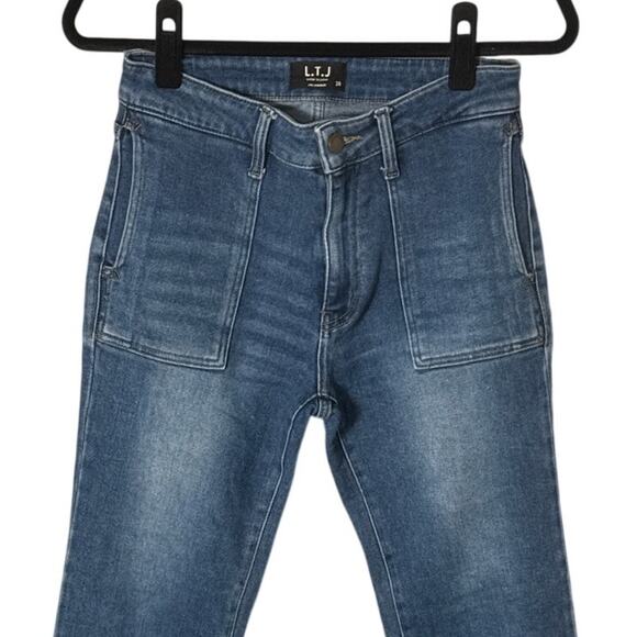 L.T.J. Letter To Juliet Straight Cropped Utility Pocket Medium Wash Jeans Sz 28 - Picture 5 of 8